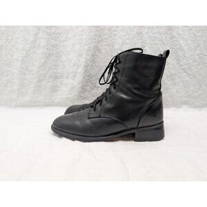 Santana Canada Black Leather Lace Up Boots Women's Size 11 EUC Moto Grunge